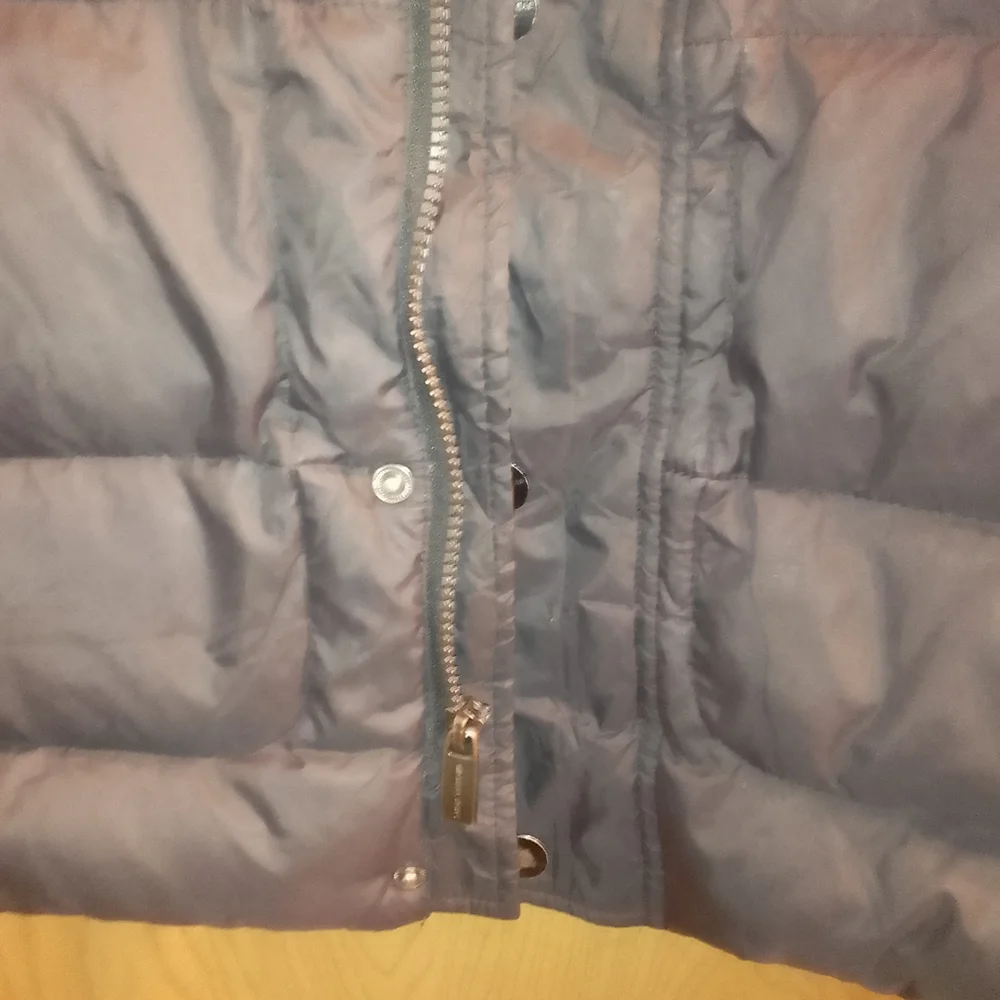 Michael Kors Black Puffer Quilted Down Hooded Snap Button Zip Up Jacket‎ Small